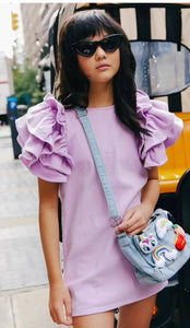 Lavender Haze Ruffle Denim Dress