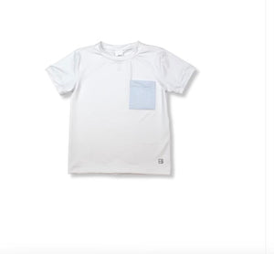 Charlie Basic White Tee- Blue Gingham