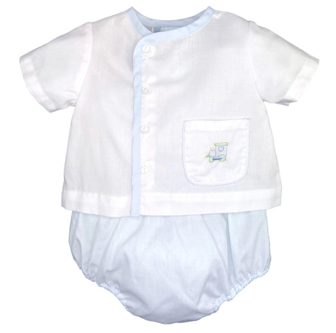 Shadow Stitch Train Diaper Set