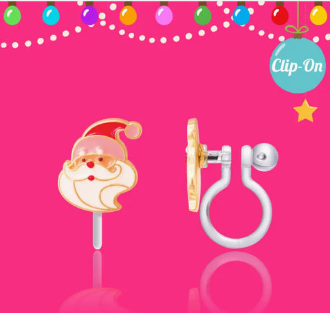 Holly Jolly Santa Clip On Earrings