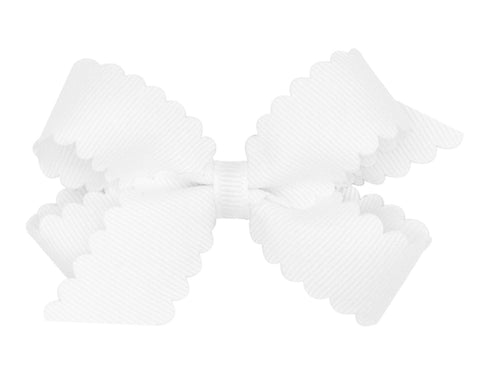 Mini Grosgrain Hair Bow with Scalloped Edge