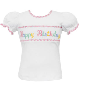 Girl’s Smocked Happy Birthday Shirt