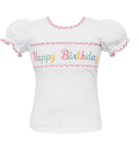 Girl’s Smocked Happy Birthday Shirt