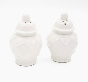 White Ginger Jar Salt and Pepper Shakers