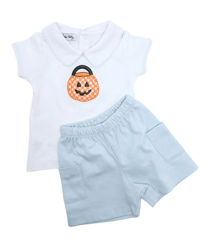 TRICK OR TREAT APPLIQUE BOY SHORT SET