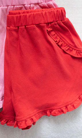 Red Ruffle Shorts