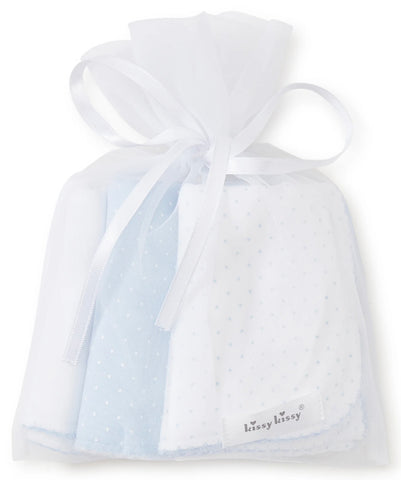 Blue Dot 3 Pack Burp Set w/ Tulle Bag