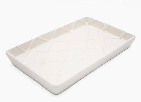 White Textured Guest Towel Tray