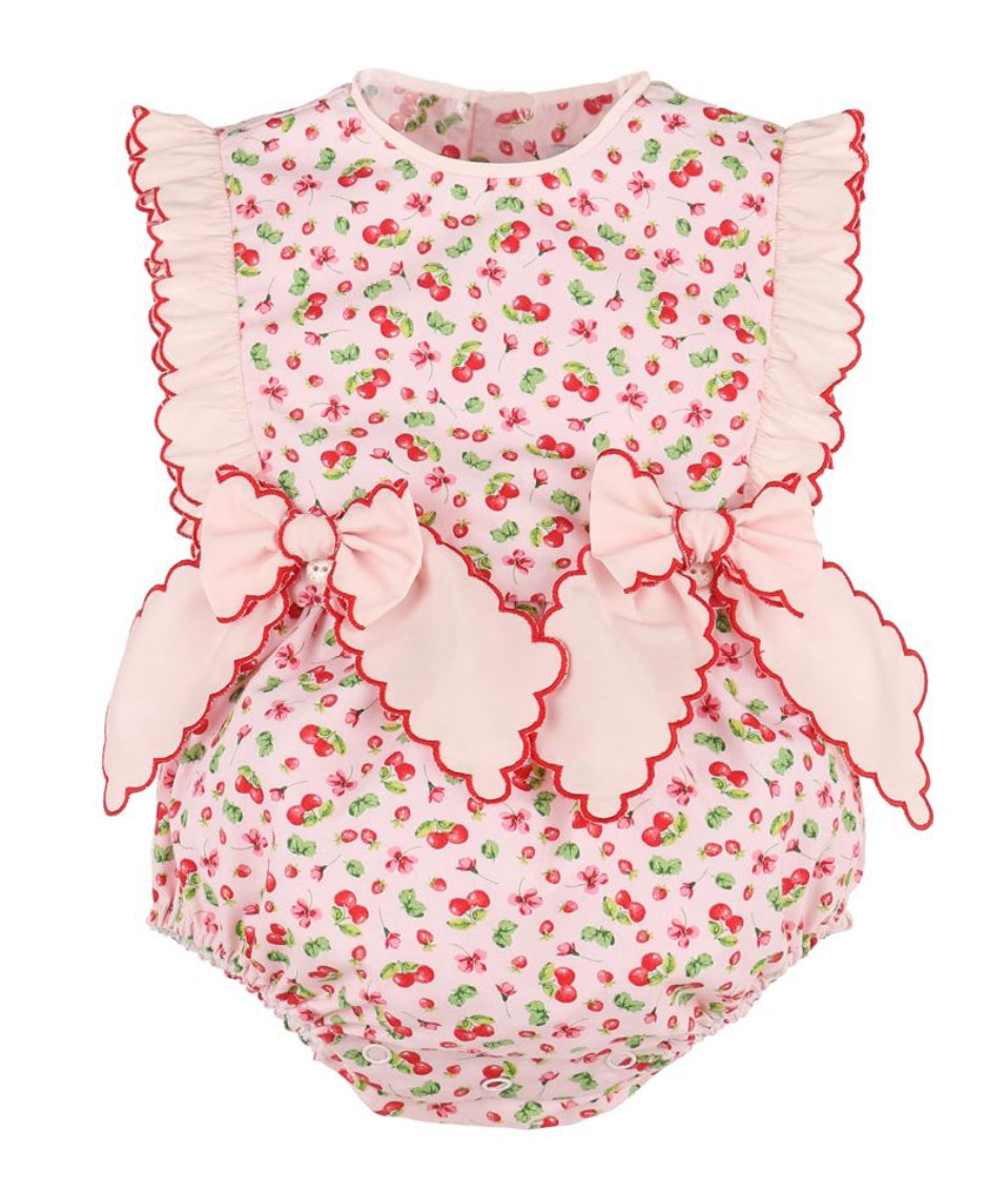 SOPHIE & LUCAS GIRLS PINK SUMMER BERRIES BUBBLE WITH BOWS