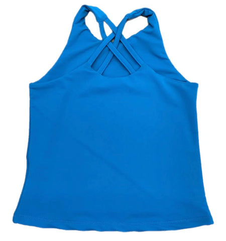 Cross Back Blue Top - Athleisure