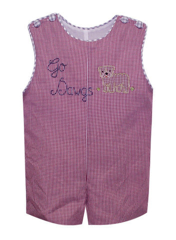 Embroidery Shortall - Maroon/White Gingham