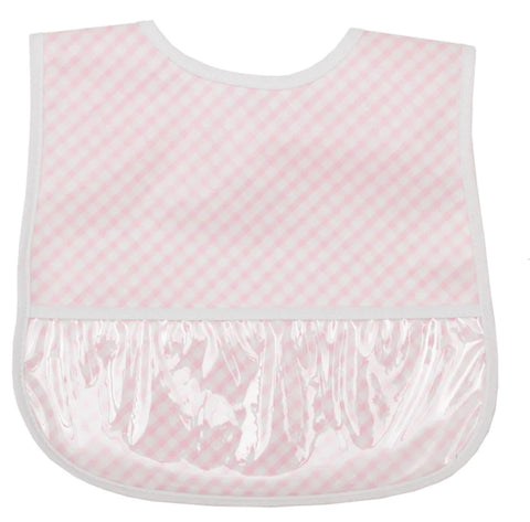 Pink Gingham Wipeable Bib