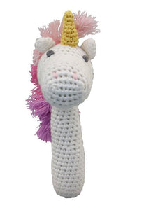 Unicorn Hand-Crochet Stick Rattle