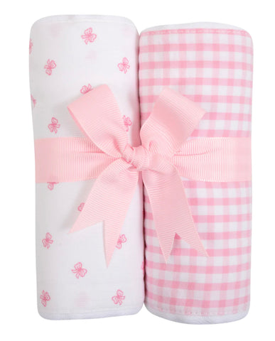 Pink Bow Burp Cloths