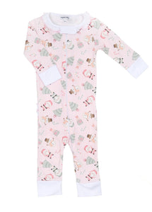 Sweet Little Christmas Ruffle Zip Pajamas - Pink