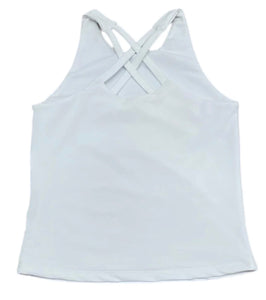 Cross Back White Top - Athleisure