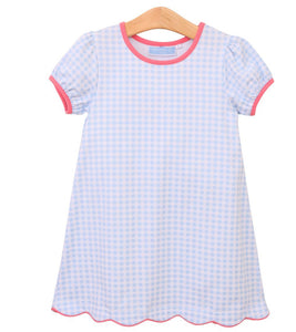 Cecilia Dress- Light Blue Gingham/Pink