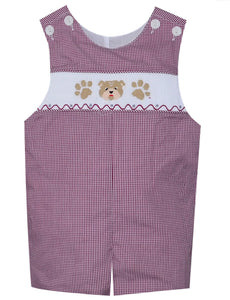 Maroon/White Smocked Shortall