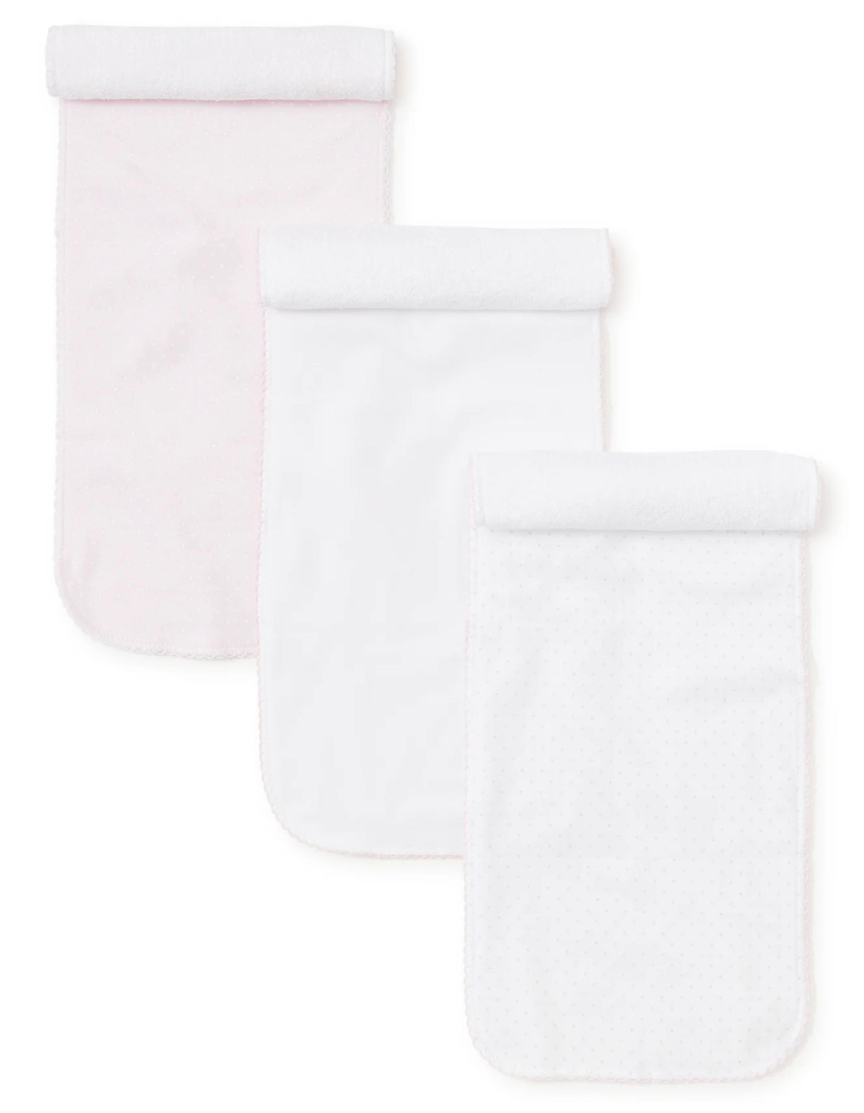 Kissy Dots Pink 3 Pack Burp Set w/ Tulle Bag