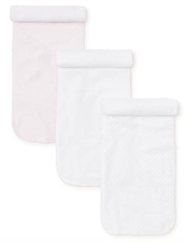 Kissy Dots Pink 3 Pack Burp Set w/ Tulle Bag