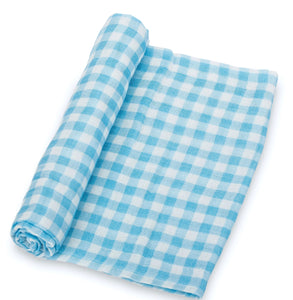 Blue Gingham Swaddle