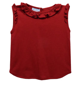 Red Knit Girls Ruffle Top