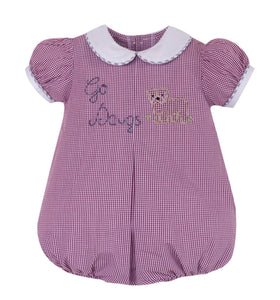 Embroidery Girl Bubble - Maroon/White Gingham