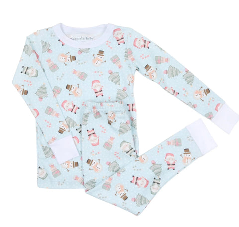 Sweet Little Christmas Long Pajamas - Blue