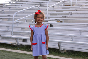 Lucy Game Day Dress- Royal Blue/Red Stripe