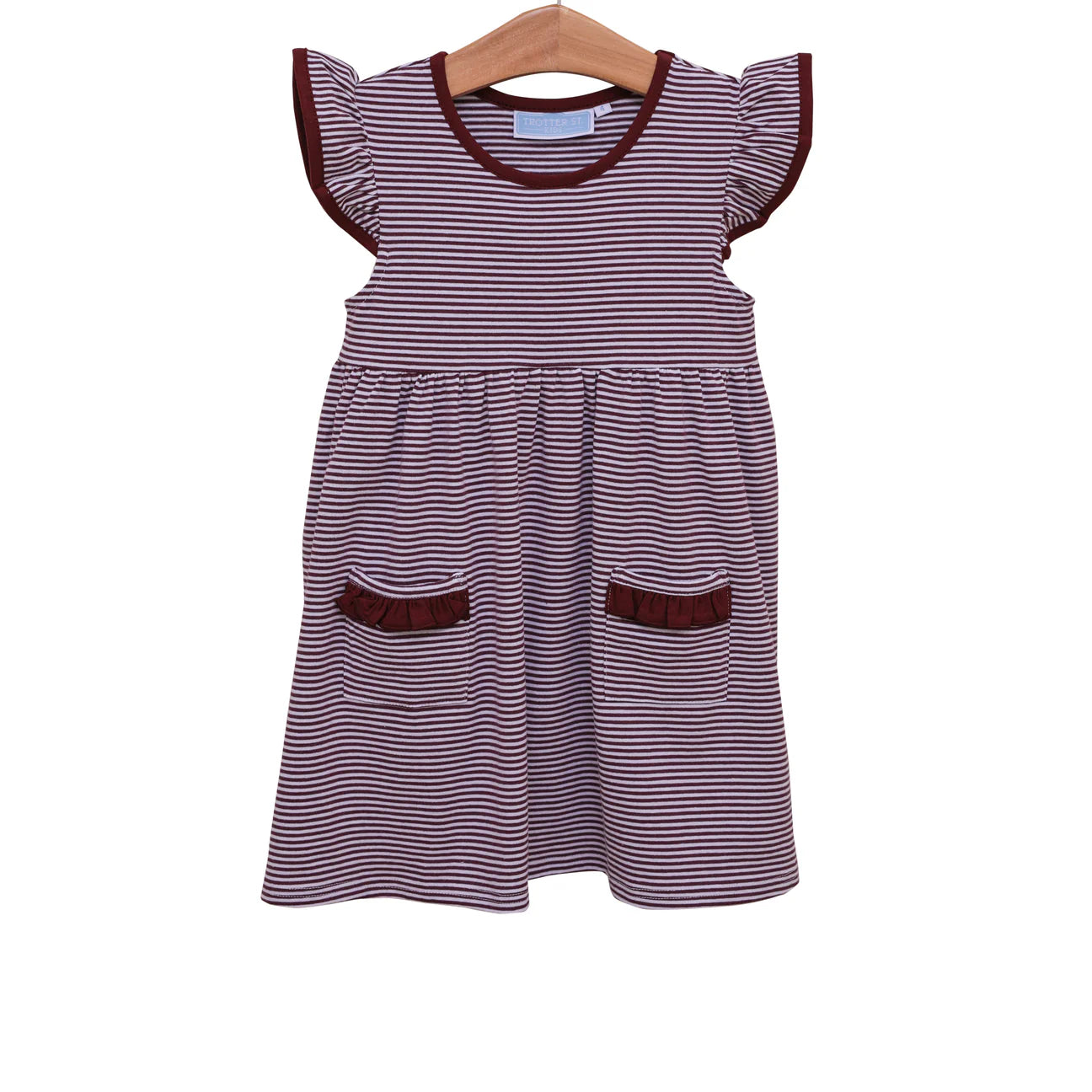 Lucy Game Day Dress- Maroon Stripe