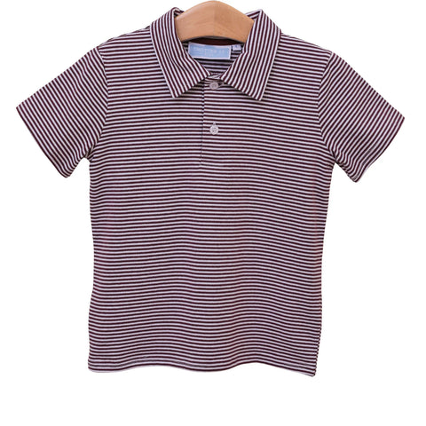 Henry Game Day Polo- Maroon Stripe