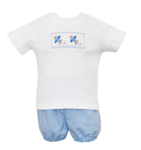 Smocked Airplane Short Set