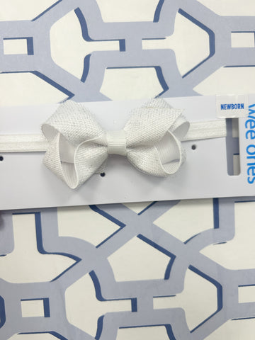 White Glitter Headband Bow