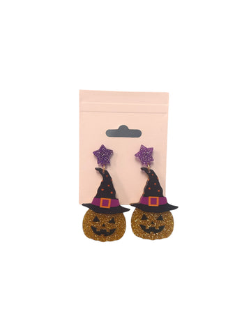 Pumpkin Witch Earrings