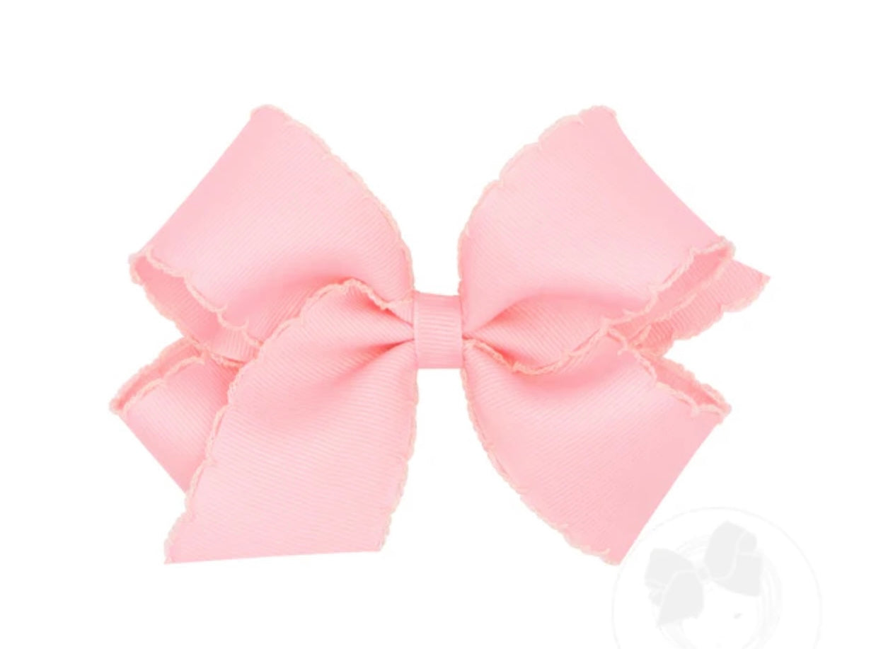 Monotone stitched bow light pink