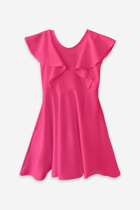 Flutter Pocket Skater Dress - Hot Pink Texture