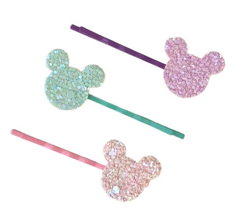 Tiny Glitter Mouse Clip Trio