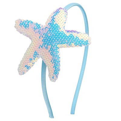 sequin star fish headband aqua