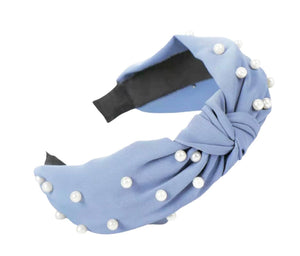 Blue Pearl Knot Headband