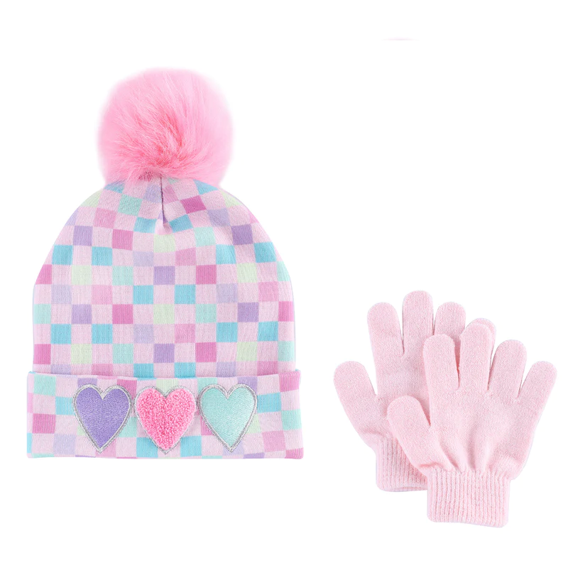 Pom Pom Hat and Gloves Set