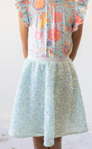 Aqua Sequin Twirl Skirt