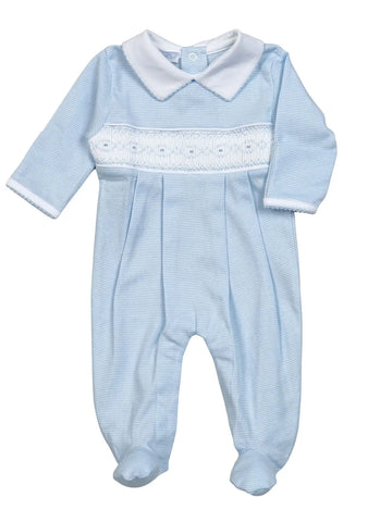 Blue Smocked Footie