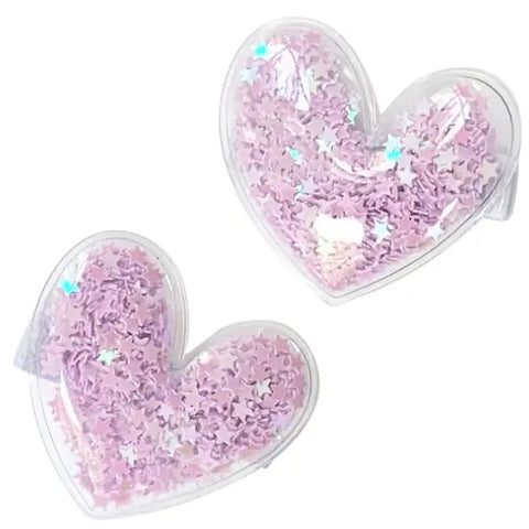 Glitter Shaker Heart Clip Set