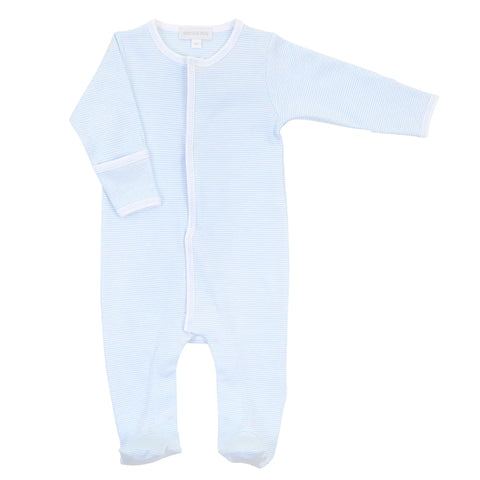 Striped Essentials Footie Light Blue