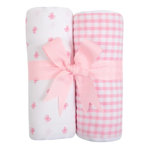 Pink Bow Burp Cloths