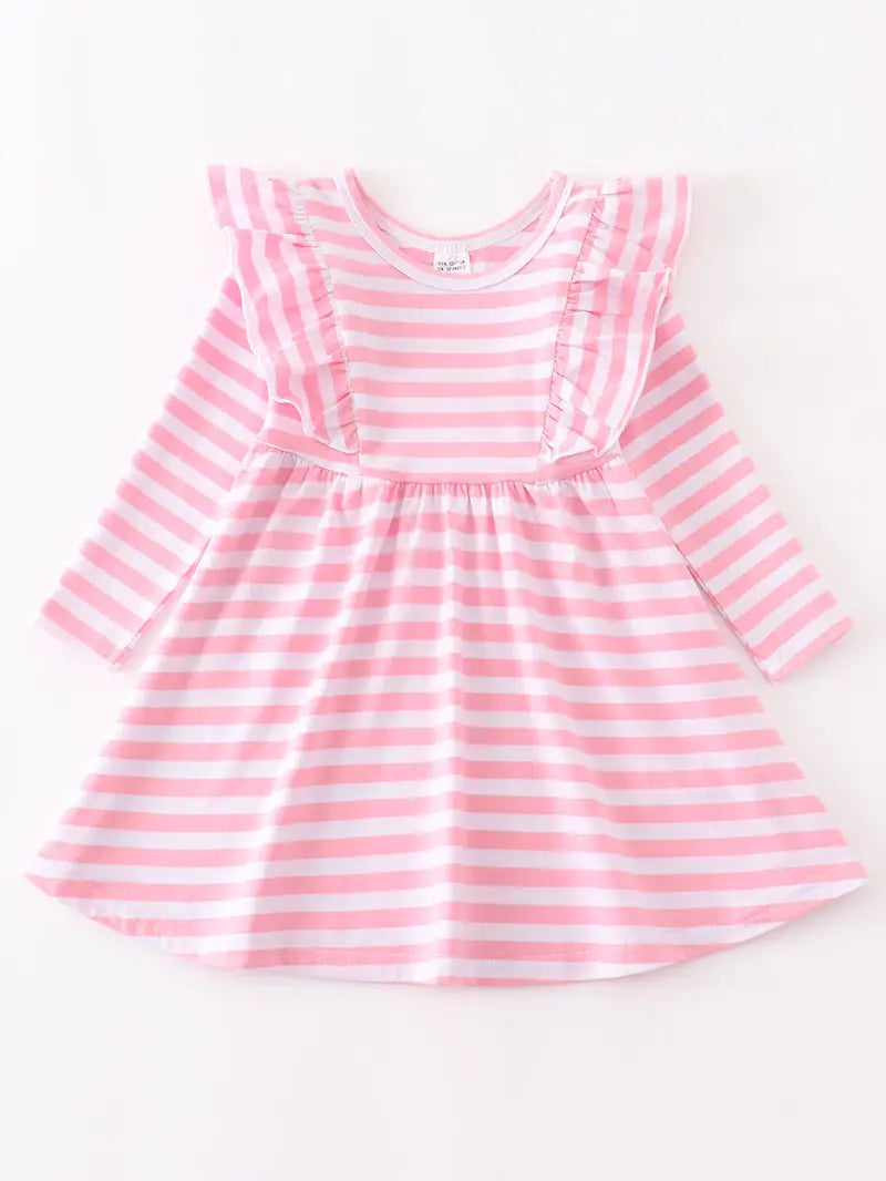 Pink stripe ruffle twirl dress