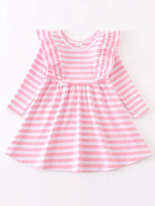 Pink stripe ruffle twirl dress