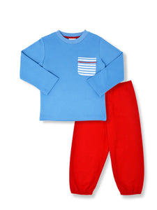 Blue/Red Charlie Gathered Pant Set